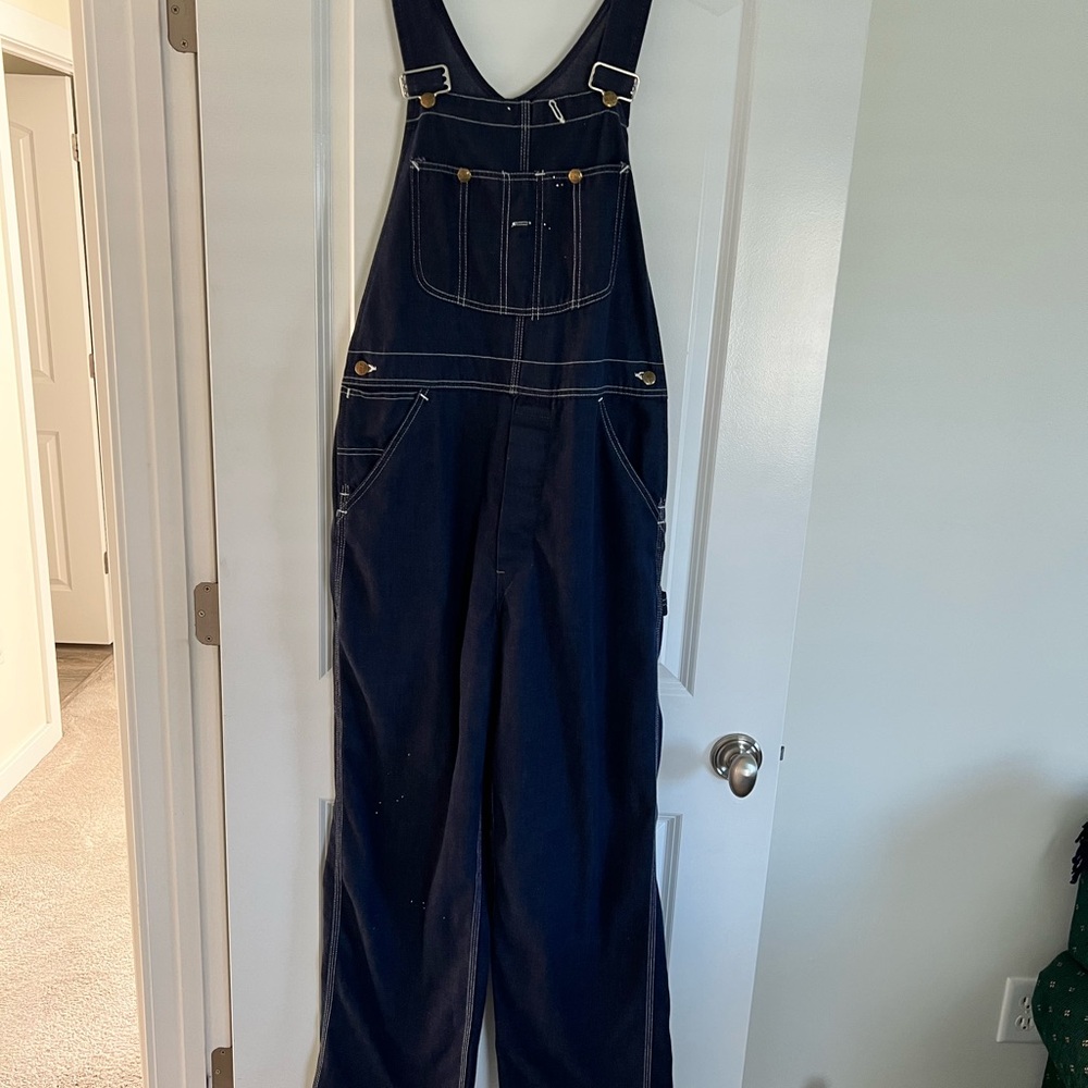 Vintage 60/70's Sears Dark Blue Wash Bib Overalls - Approximately 34"W x 33"L